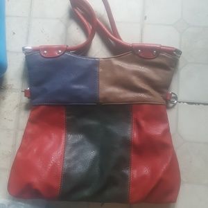 Handmade multicolored soft leather handbag